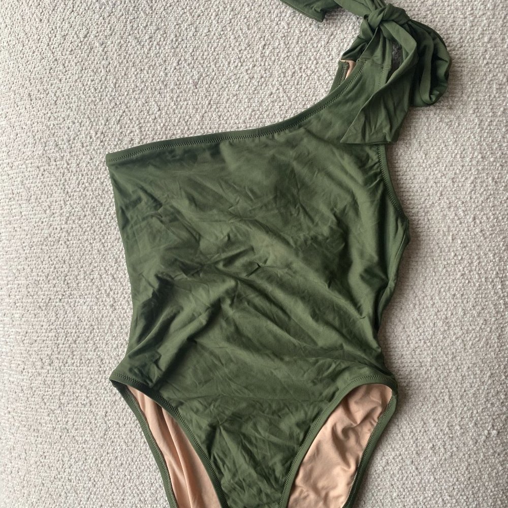 J.Crew Women's Bow-Tie One Shoulder One Piece Swimsuit, Size 8